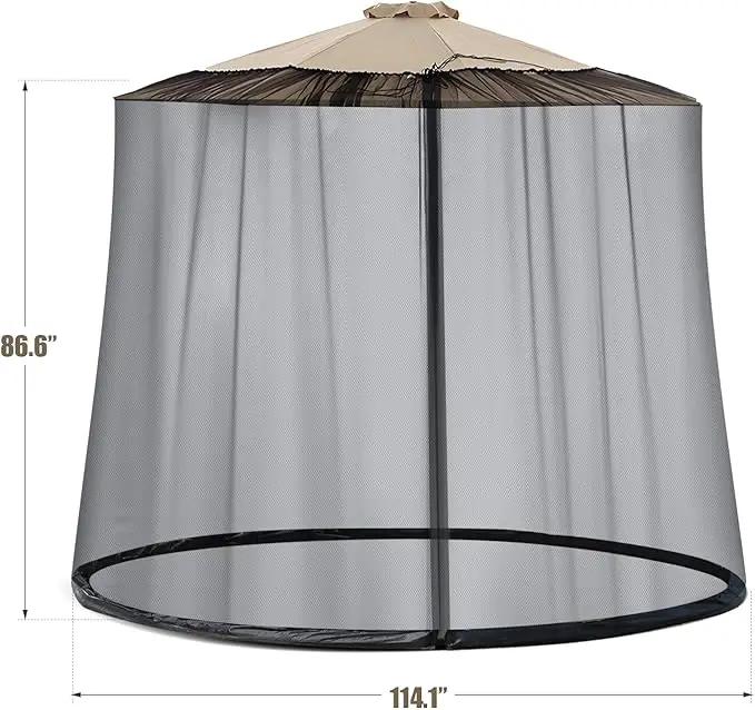 9-11 FT Umbrella Net for Outdoor Umbrella, Universal Hanging Mosquito Net for Patio,Polyester Mesh Umbrella Screen for Patio Tables with Zipper (Black) by GreenHaven Gardens