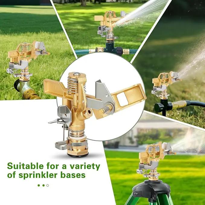 1/2 Inch Brass Sprinklers Head,Heavy Duty Water Sprinkler for Yard with 360 Degree Large Area Coverage Irrigation, Adjustable Impact Sprinklers Head Nozzle for Grass Patio Garden Irrigation by GreenHaven Gardens