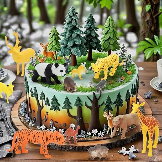 24Pcs Safari & Zoo Animals Figures, Realistic Plastic Animal Toys Set for Kids 1 2 3, Lion, Elephant, Perfect for Play, Education, Baby Shower Decor,Party Supplies Cake Topper by GreenHaven Gardens