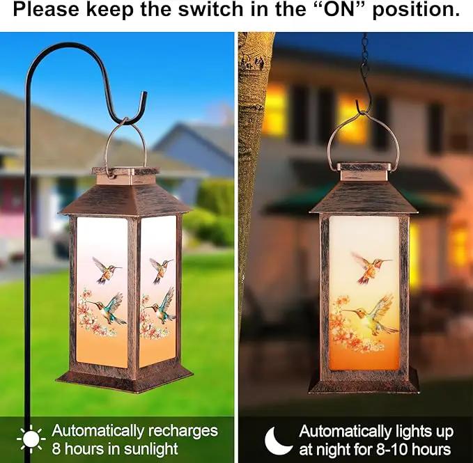 Solar Lantern Outdoor Waterproof Hummingbird Garden Decor Birthday Gifts for Women Mom and Grandma Solar LED Plastic Decorative Hanging Light for Yard(Hummingbird ) by GreenHaven Gardens