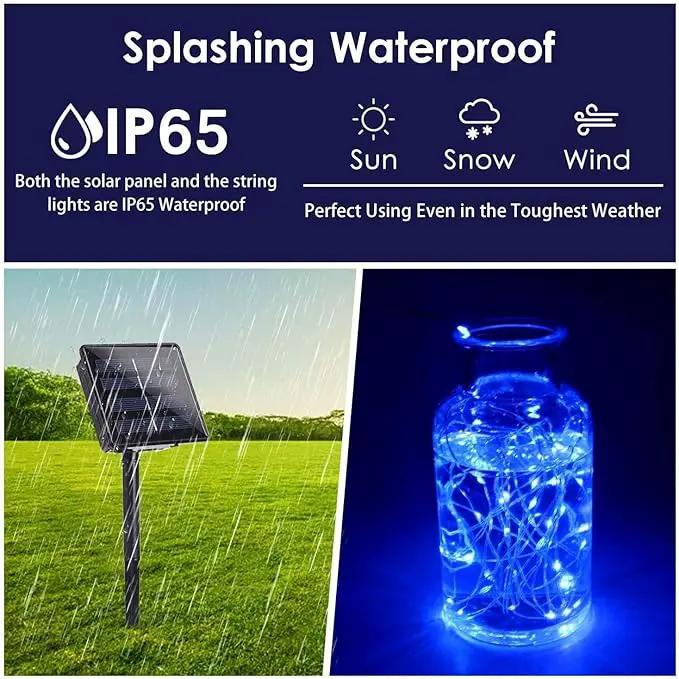 Solar String Lights Outdoor, 2-Pack Total 80FT 200 LED Solar Christmas Twinkle Lights Outside Waterproof Copper Wire 8 Modes Solar Fairy Lights for Garden Tree Party Birthday Christmas Decor (Blue) by GreenHaven Gardens