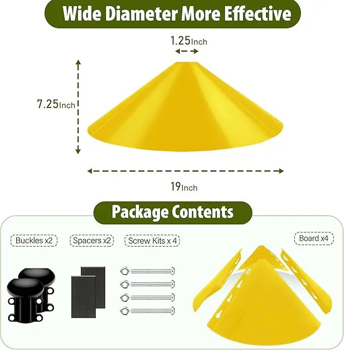 Squirrel Baffle for Bird Feeder Pole, 19-Inch Outdoor Bird Feeder Guard, Squirrel-Proof Birdhouse Baffles, Shepherd's Hook for Outside(Yellow) by GreenHaven Gardens