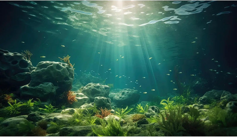 Under The Sea Aquarium Background Deep Sea Aquatic Plants Fish Tank Background Underwater Rock Sunray Terrarium Backgrounds Tropical Fish Deep Ocean Floor Fish Tank Backgrounds 36x24in by GreenHaven Gardens