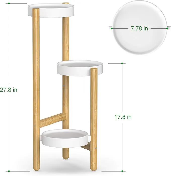 Wisuce Bamboo Plant Stands Indoor, 3 Tier Plant Stand Tall Corner Plant Stand Holder & Plant Display Rack for Outdoor Garden Indoor Home (3 Tier -1) by GreenHaven Gardens