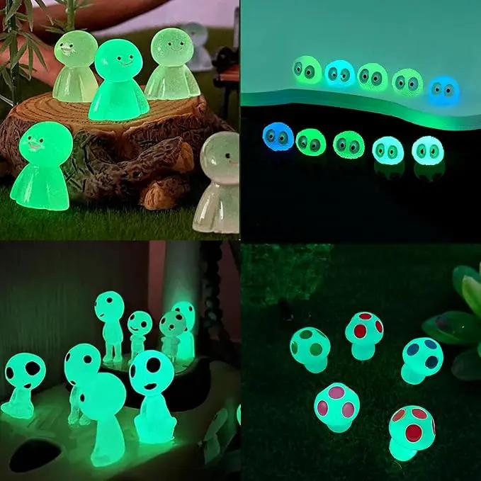 BEZALEL Glow in the Dark Tree Spirits, 49 Pcs Luminous Elves Tree Ghosts Figurines Kit, Mini Glow Fairy Garden Accessories Outdoor with Mini Mushrooms for Garden Bonsai Succulent Terrarium Decorations by GreenHaven Gardens
