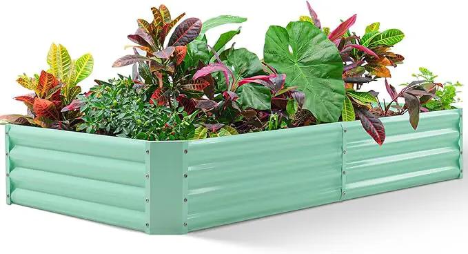 Land Guard 8×4×1ft Galvanized Metal Raised Garden Bed, Metal Planter Kit Box Outdoor for Deep-Rooted Vegetables, Flowers, Green and Herbs (Lime Green)… by GreenHaven Gardens