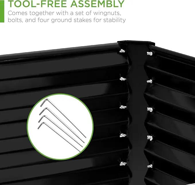 Best Choice Products 8x4x2ft Outdoor Metal Raised Garden Bed, Deep Root Planter Box for Vegetables, Flowers, Herbs, and Succulents w/ 478 Gallon Capacity - Black by GreenHaven Gardens