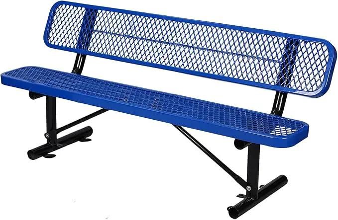 Heavy Duty Park Bench with Back Portable Frame, Outdoor Metal Park Bench with Backrest, Steel Mesh Outdoor Bench for Garden, Lawn, Patio, Porch, Park, Yard (Blue, 72.4" L x 23.2" W x 32.5" H) by GreenHaven Gardens