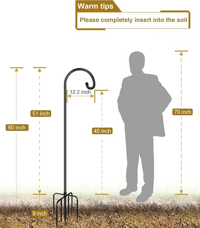 Shepherd Hook 60 Inch Tall Heavy-Duty Metal Garden Hanging Pole Stake for Bird Feeder Pole Plant Baskets, Black (1 Pack). by GreenHaven Gardens