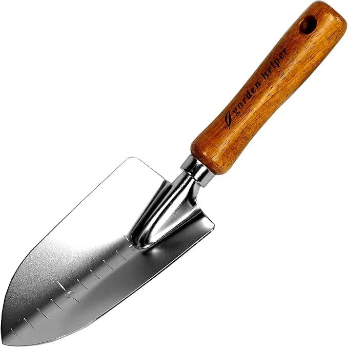 Japanese Garden Trowel Heavy Duty Japanese Steel with Wood Handle, Garden Transplanter Tool for Digging, Scooping, Transplanting, Made in Japan, Large Silver by GreenHaven Gardens