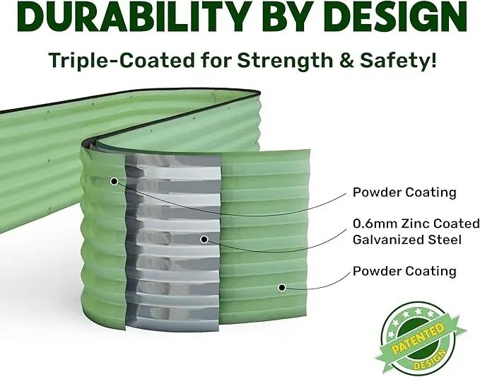 9-in-1 Galvanized Steel Raised Garden Bed // 8×2×1.5 ft Modular Planter for Gardening, Vegetables, Flowers // 18" Tall Metal Raised Garden Beds Outdoor (Light Green) // Patented Design Planter Box by GreenHaven Gardens