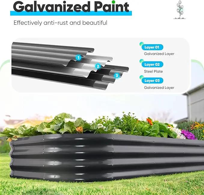 Quictent Galvanized Raised Garden Bed Kit, 6x3x1 ft Oval Metal Planter Box for Vegetables, Dark Grey by GreenHaven Gardens