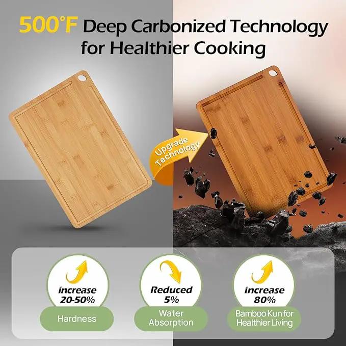 Bamboo Cutting Board 15 inches Carbonized Chopping Board With Knife-Friendly Surface & Juice Groove For Home Kitchens – Ideal For Meat, Veggies by GreenHaven Gardens