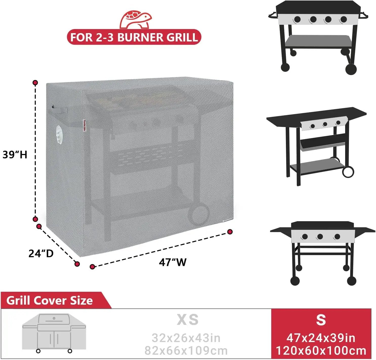 BBQ Grill Cover, 47 Inch Heavy Duty Waterproof Barbecue Gas Grill Covers for Flat Top Griddle, Anti-Fading Cover for Gas Grill, Gray by GreenHaven Gardens