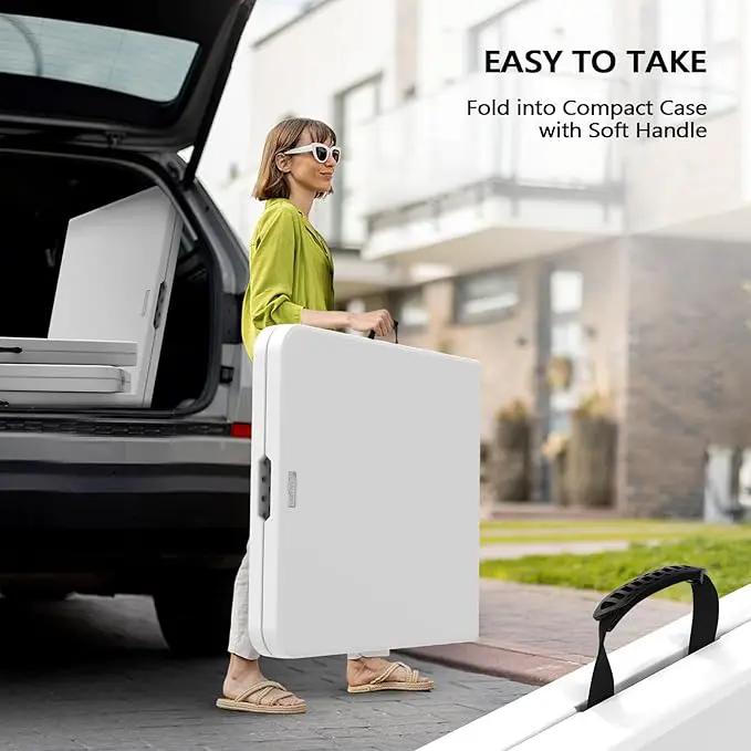 VINGLI 8 Foot Plastic Folding Table Portable Long Table for Indoor Outdoor Use Rectangular with Carrying Handle，White by GreenHaven Gardens
