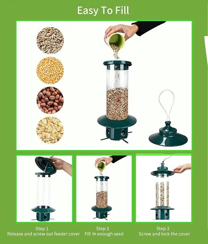 Bird Feeder for Outdoors: Squirrel Proof Bird Feeders, Gravity Sense Squirrel Proof Wild Bird Feeders for Finch Cardinal Chickadee, 4.8LB Large Capacity Hanging Birdfeeder by GreenHaven Gardens