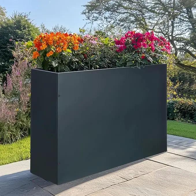 SUNNYPARK Large Metal Planter Box 32”x 12”x 24”, Rectangular Modern Grey Metal Planter Box Heavy Duty with Drainage Holes for Outdoor Garden Patio by GreenHaven Gardens