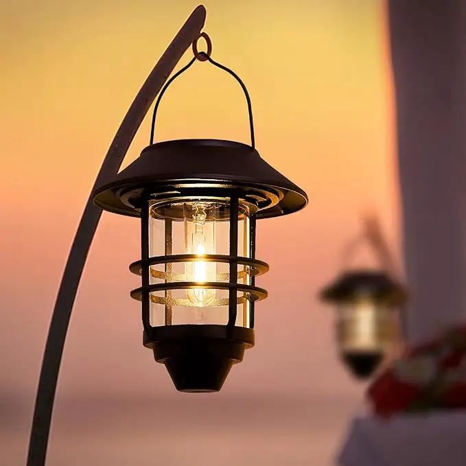 Solar Lantern Outdoor Lights, Hanging Waterproof Lantern Lights with Wall Mount Kit for Garden Porch Fence 2 Pack by GreenHaven Gardens