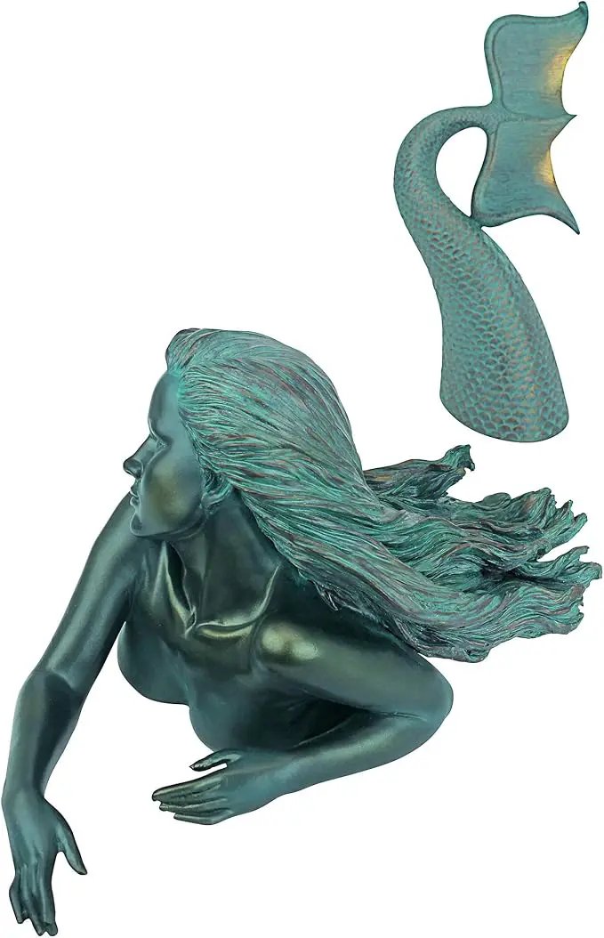Design Toscano Meara the Mermaid Swimmer Indoor/Outdoor Garden Statue for Patio, Pool or Lawn, 16 Inches Wide, 7 Inches Deep, 7 Inches High, Handcast Polyresin, Green Verdigris Finish by GreenHaven Gardens