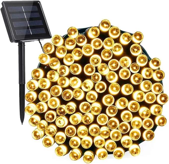 Toodour Solar Christmas Lights, 72ft 200 LED 8 Modes Outdoor Christmas String Lights, Waterproof Solar Fairy Lights for Christmas Tree, Fence, Holiday, Party, Balcony, Christmas Decor - Warm White by GreenHaven Gardens