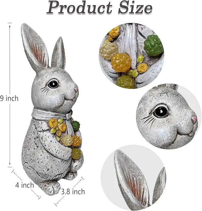 Easter Bunny Statue with Glowing Decorative Solar Ball - Home and Garden Rabbit Decor Solar Garden Outdoor Statue for Patio and Garden Easter Gifts,Figurine Light Gifts for Bunny Lovers and Friends by GreenHaven Gardens