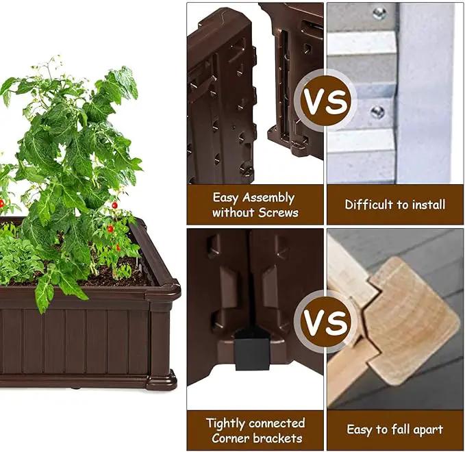 Giantex Raised Garden Bed, Planter for Flower Vegetables, Outdoor Plant Box Patio Backyard, Easy Assembly (48''Lx24''Wx12''H, Brown) by GreenHaven Gardens