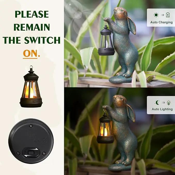 MININOVA Garden Statues Rabbit with Solar Lantern Outdoor Bunny Figurines Decorations for Patio Yard Lawn Ornaments Gifts for Birthday Easter Housewarming by GreenHaven Gardens