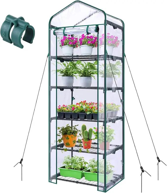 Mini Greenhouse for Outdoors Indoor: Ohuhu Small Plants Green House with 5 Tier Shelves, Portable Plastic Greenhouses with Heavy Duty Transparent PVC Cover for Garden Patio Backyard Porch Balcony by GreenHaven Gardens