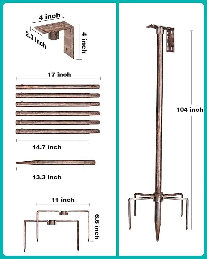 Bird Feeder Pole – 104 Inch Height Bird House Pole with 1-Inch Dia Heavy Duty for Birdfeeders, Feeding Stand with Mount Kit for Outdoor, Slip-Fit Connection, Copper Brushed by GreenHaven Gardens