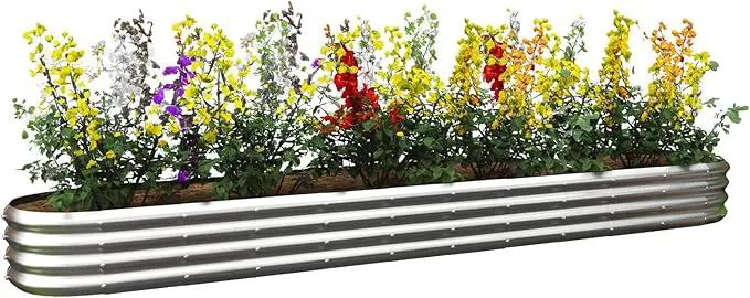 Galvanized Raised Garden Bed Kit, Galvanized Planter Garden Boxes Outdoor, Oval Large Metal for Vegetables,Flower,12x1.8x1FT by GreenHaven Gardens