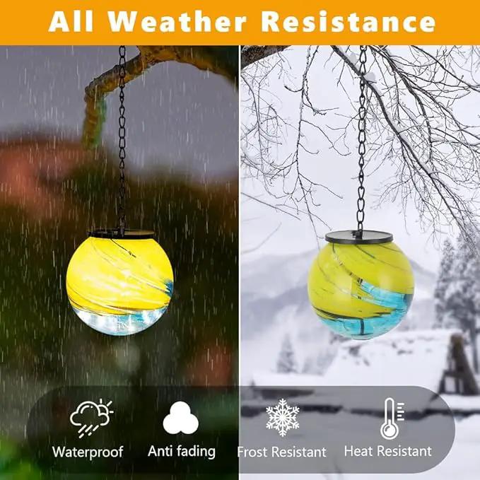 Hanging Solar Lanterns Outdoor Waterproof, Gazing Ball Globe Solar Lantern, Hanging Glass Lantern for Garden Yard Tree Outdoor Decoration by GreenHaven Gardens