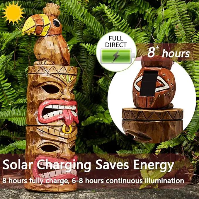 Outdoor Tiki Statue Decoration-Solar Garden Figurine - Woodpecker Waterproof Unique Housewarming Gifts for Women Patio,Balcony,Yard,Lawn Decor 15 Inch Tall by GreenHaven Gardens