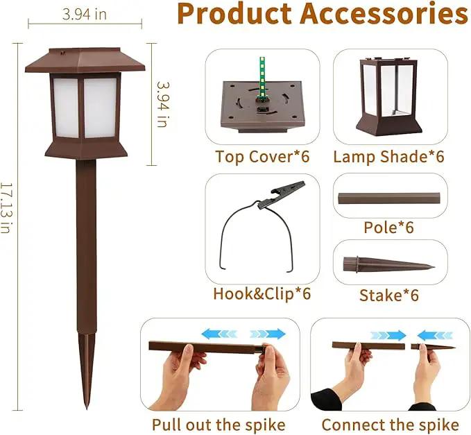 Solar Pathway Lights Outdoor with Flickering Flame, IP65 Waterproof, 6PK Solar Flame Lights with Hook, Upgraded 1000mAH Battery, Up to 12Hrs, Auto On/Off, Decor for Garden, Walkway by GreenHaven Gardens
