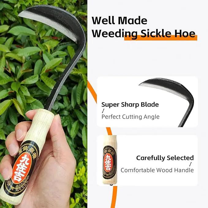 Japanese Weeding Sickle Hoe, Sickle Garden Tool Hand Grass Sickle, Weeding Tool for Gardening with High Carbon Sharp Steel Blade Edge for Cutting Grass,Digging Quick Work (Japanese Weeding Sickle) by GreenHaven Gardens