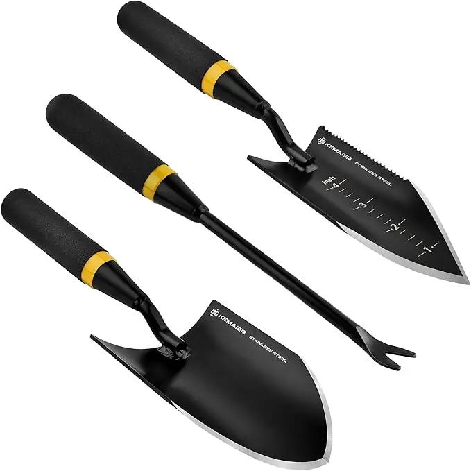 3 - in - 1 Garden Tool Set, Heavy - Duty Stainless - Steel Large Trowel, Transplant Serrated Shovel, and Dandelion Weeder, Suitable for Garden Weeding, Soil Loosening, and Bulb Planting by GreenHaven Gardens