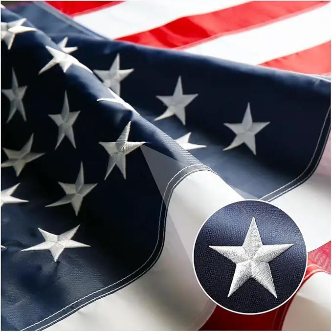 American USA Pleated Fan Flag, 2x4 Feet USA Bunting Decoration Flags Embroidered Patriotic Stars & Sewn Stripes Canvas Header Brass Grommets. (3x5Ft American Flag) by GreenHaven Gardens