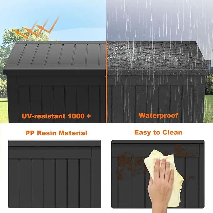 XXL 230 Gallon Large Resin Deck Box, Outdoor Lockable Storage Box for Patio Cushions Storage Furniture, Pool Supplies, Garden Tools, Weatherproof and UV Resistant- Black (230 Gallon) by GreenHaven Gardens