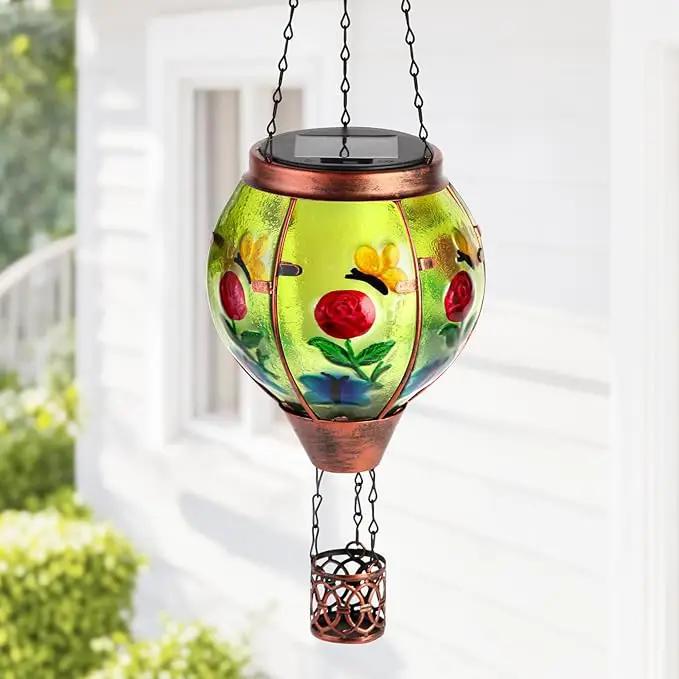 Butterfly Solar Hot Air Balloon Lantern,Outdoor Decor with Flame Lights Waterproof, Hanging for Garden Yard Lawn Patio, Unique Gifts for Women Mom Grandma Gardener for Mother'Day Christmas by GreenHaven Gardens