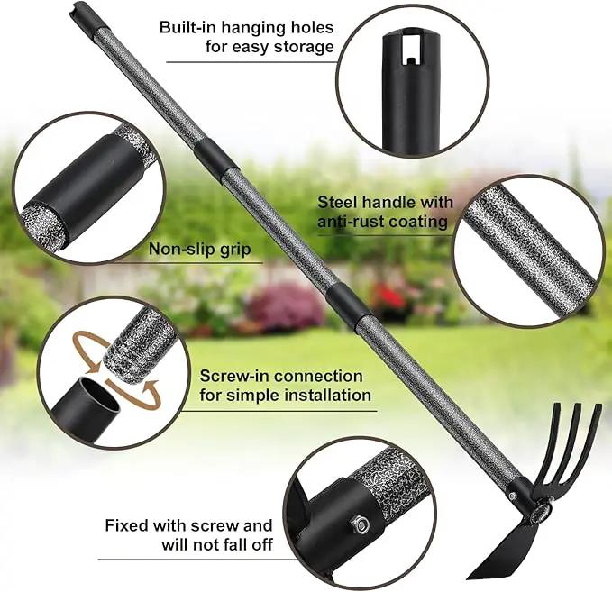 Hoe Garden Tool, 45 Inch Garden Hoe Long Handle for Weeding, Hoe Cultivator 2 in 1 Hand Garden Tools for Gardening Planting by GreenHaven Gardens