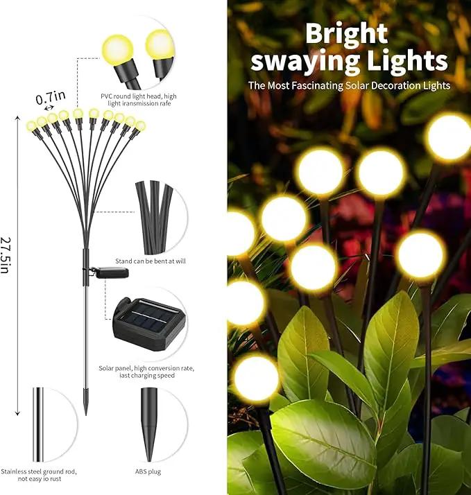 Solar Lights Outdoor (4 Pack-40 LEDs)，Waterproof Garden Fairy Swaying Firefly Lights ，Gifts for Outdoor Decorations，Suitable for Patio, terraces, lawns and Paths by GreenHaven Gardens