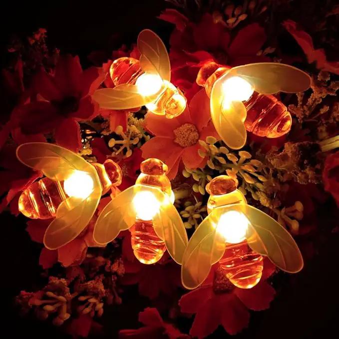 Solar Bee String Lights, 21Ft 30 Led Bee Shape Fairy String Lights Solar Operated String Lights for Garden, Patio, Lawn Decoration (Warm White) by GreenHaven Gardens