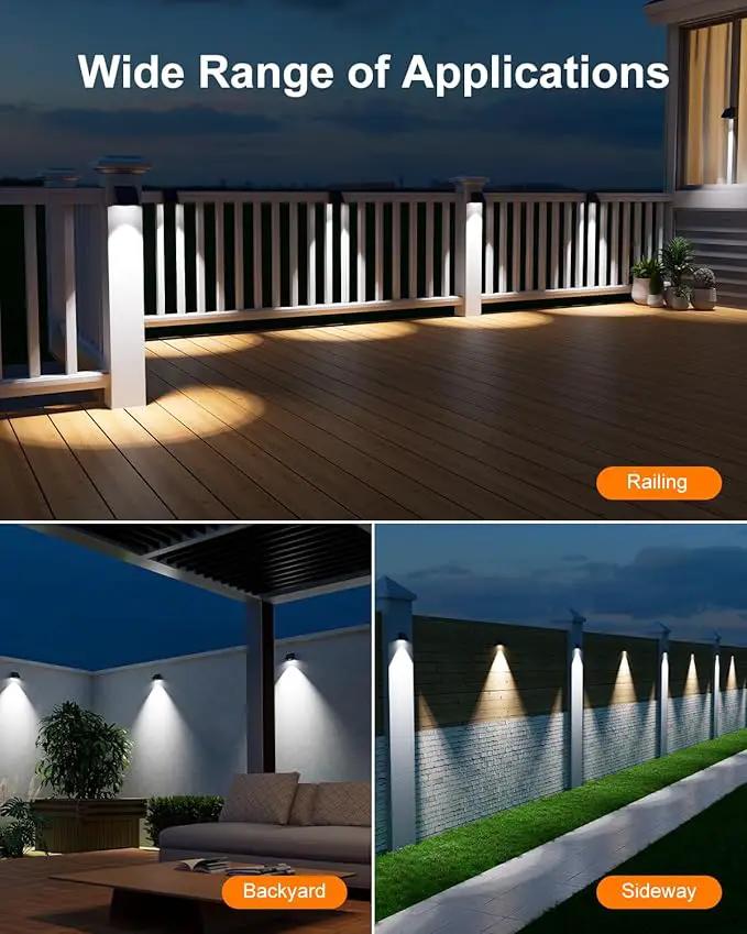 16 Pack Decorative Solar Powered Fence Lights Outdoor Waterproof with Cool White LED Spot Lens, for Outside Wall, Deck, Patio, Yard, Rail, Garage, Pool, Designed for Enhanced Security, Easy Install by GreenHaven Gardens