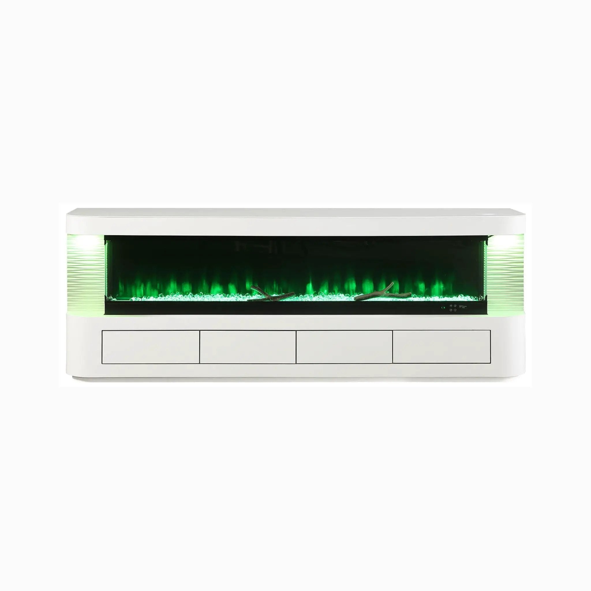 Nuvia 71-Inch Modern White Electric Fireplace TV Stand With 3-Level LED Brightness Setting [TV Stand Only] (SAK94120) by SAKSBY WHOLESALE