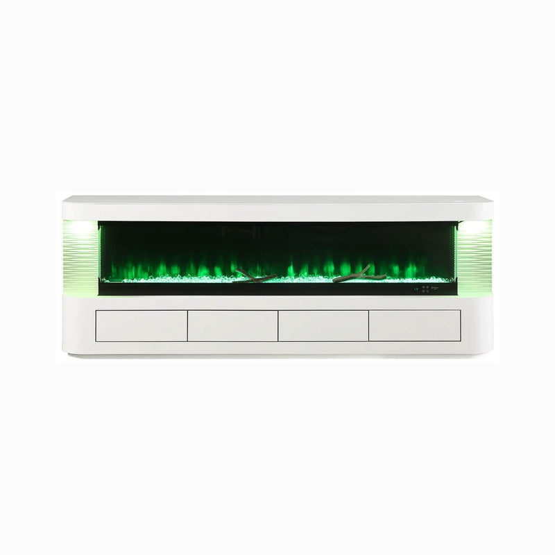Nuvia 71-Inch Modern White Electric Fireplace TV Stand With 3-Level LED Brightness Setting [TV Stand Only] (SAK94120) by SAKSBY WHOLESALE