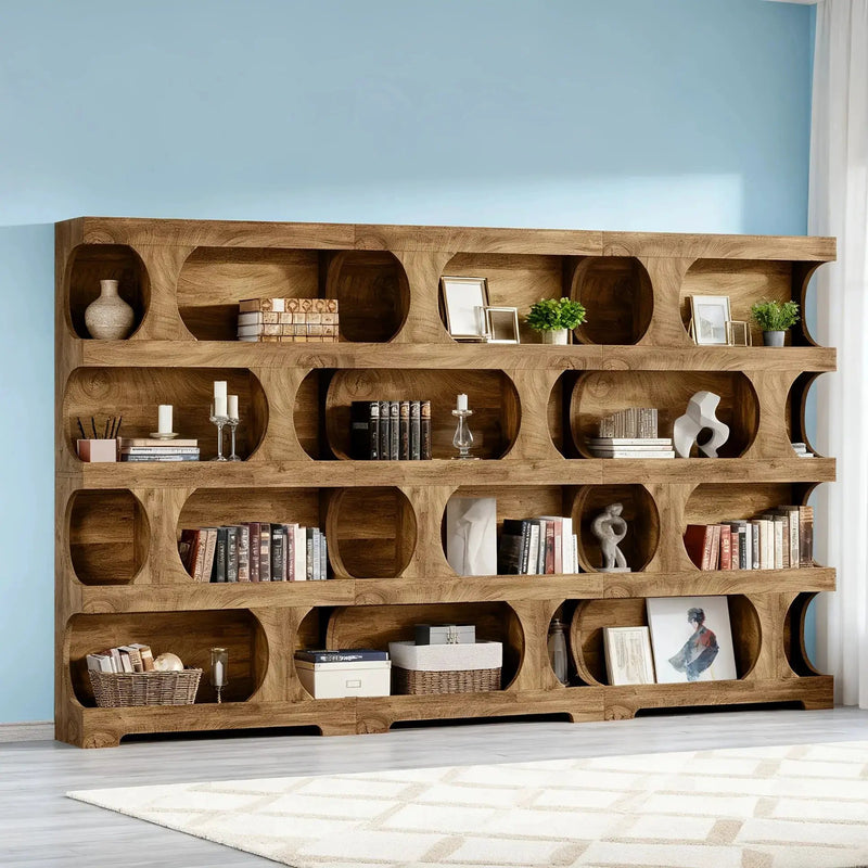 71-inch Tall 4-Tier Solid Hardwood Bookcase with Storage Shelves - Modern Freestanding Bookshelf, Natural Wood & / Painted Shelves, Sturdy Floor-Standing Design for Living Room, Bedroom, Home Office - Easy Assembly Required by House Of Avana