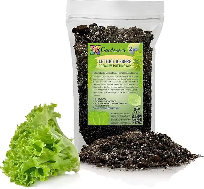 Premium Potting Soil Blend for Lettuce Iceberg - The Ultimate Mix for Healthy, Vibrant, and Crisp Lettuce - 2 Quart by GreenHaven Gardens
