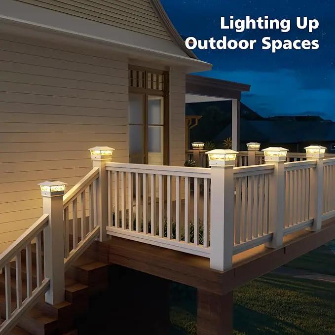 NIORSUN Solar Post Lights Outdoor 4 Pack, 2 Modes LED, Deck Fence Post Solar Lights for 3.5x3.5 4x4 5x5 5.5x5.5 Caps Patio Garden Decoration, White by GreenHaven Gardens