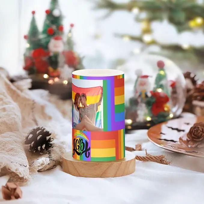 Vdsrup Flameless Candles Set of 2 LGBT Custom LED Candles with Timer Battery Operated Personalized Candle Lights Flickering with Remote for Home Bedroom Decor by GreenHaven Gardens