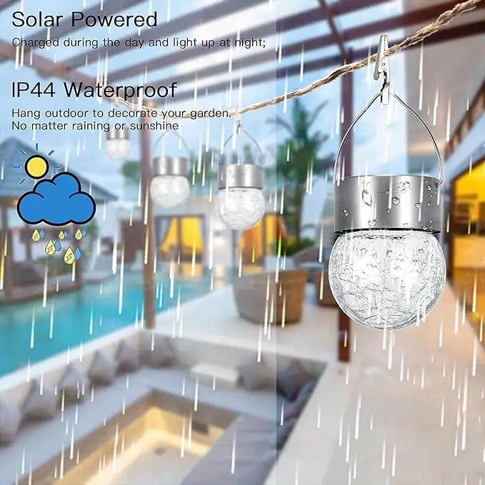 SUNWIND Hanging Solar Ball Lights Outdoor - 8 Pack Cracked Glass Decorative Garden Lights Waterproof Solar Lanterns for Yard, Patio, Fence, Tree, or Holiday Decoration(White) by GreenHaven Gardens