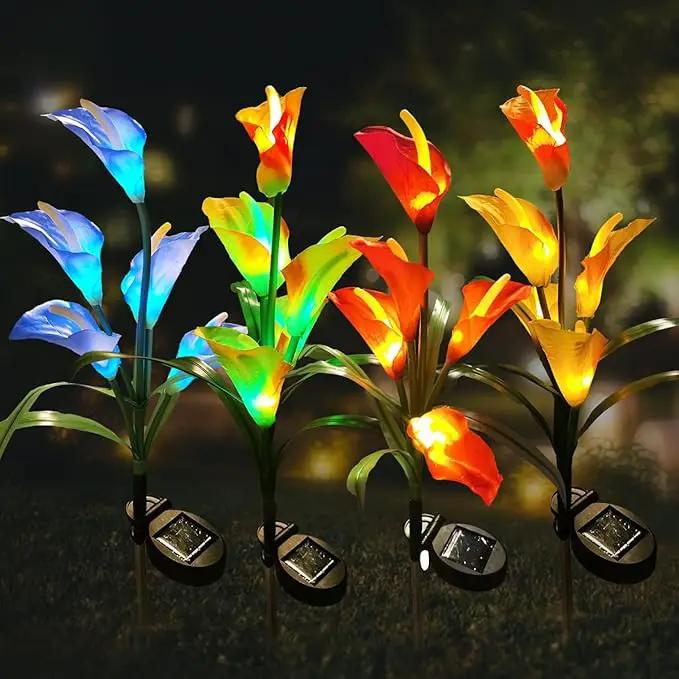 Veesee 2 Packs Upgrade Solar Calla Lily Lights Outdoor Garden Stake Light, Color Changing Solar Powered LED Lily Lights for Christmas Gift Wedding Party Outdoor(Blue) by GreenHaven Gardens